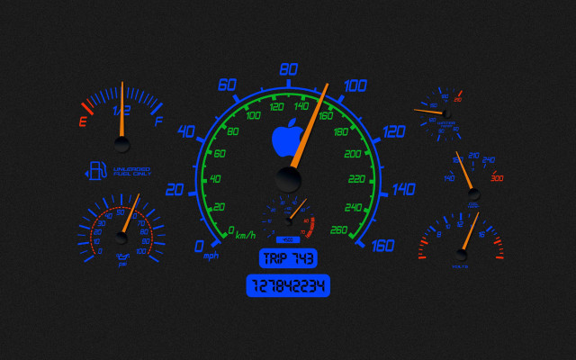 Dashboard blue green light clock free wallpaper - medium preview image