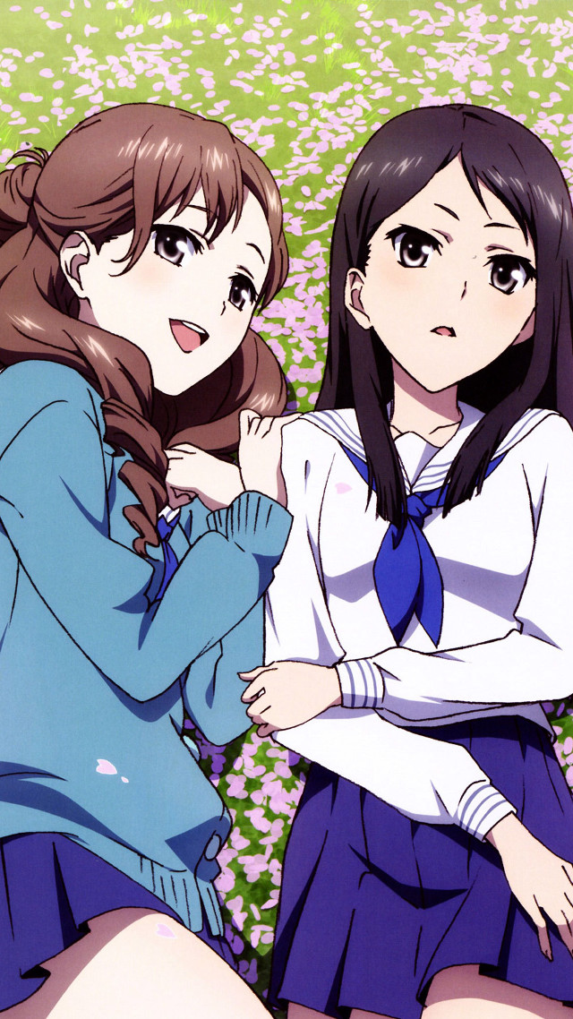 Girls school uniforms flower field free wallpaper - medium preview image