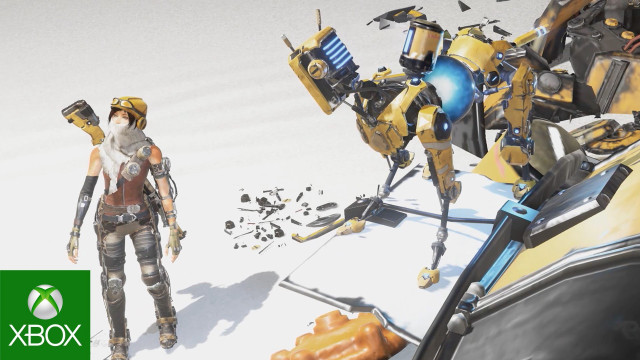 Woman robot snow field dog free wallpaper - medium preview image