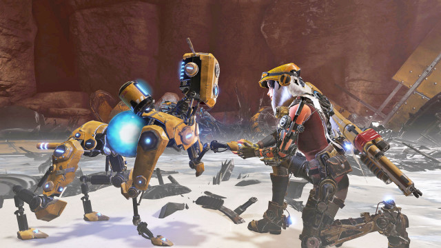 Robots desert rocks snow group free wallpaper - medium preview image