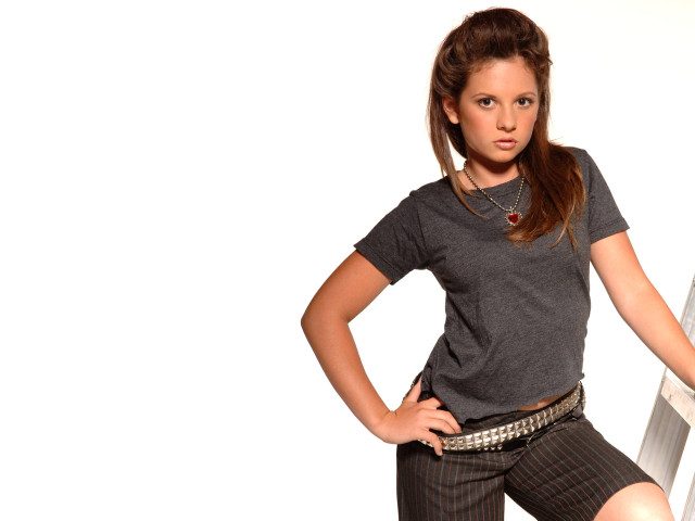 Woman ladder posing hands hips free wallpaper - medium preview image