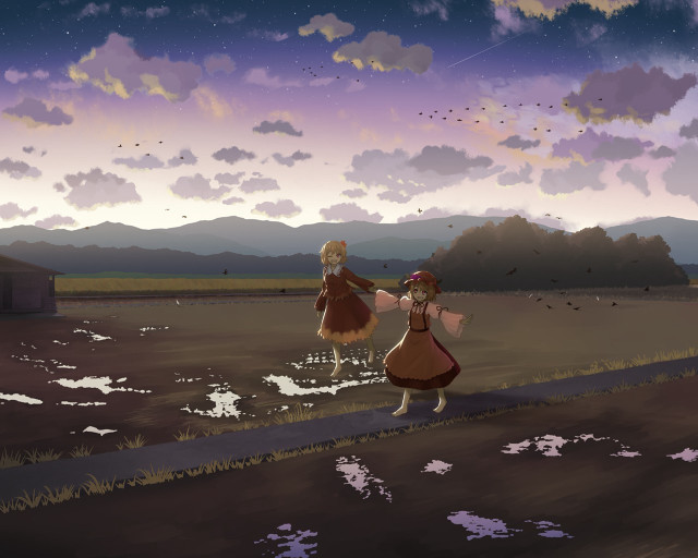 Impressionism aurora sisters cloudy sky free wallpaper - medium preview image