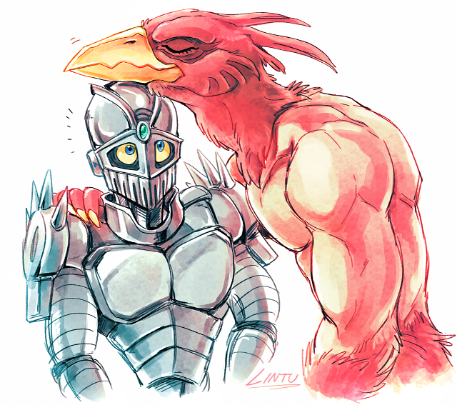 Bird knight furry armor colored free wallpaper - medium preview image