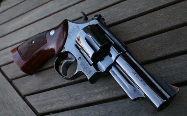 Gun wooden table red handle free wallpaper - medium preview image