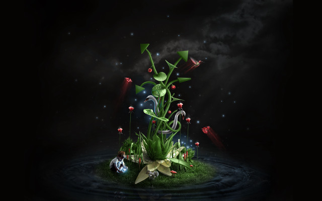 Green plant flower water sky free wallpaper - medium preview image