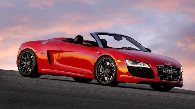 Red sports car parked road #4 free wallpaper - medium preview image