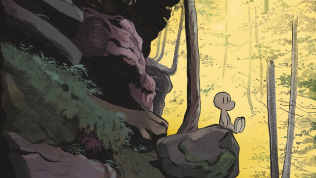Cartoon person forest rock tree free wallpaper - medium preview image