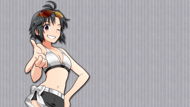 Woman bikini sunglasses peace sign free wallpaper - medium preview image