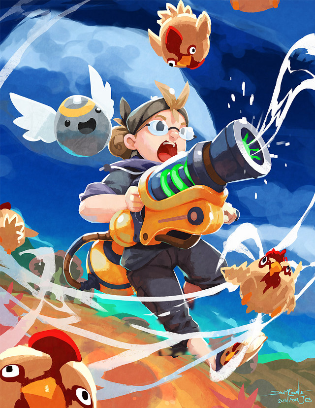 Cartoon character gun birds flying free wallpaper - medium preview image