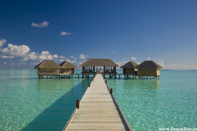Pier hut water dock scenery free wallpaper - medium preview image