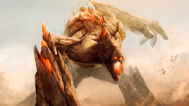 Giant creature orange flames face free wallpaper - medium preview image