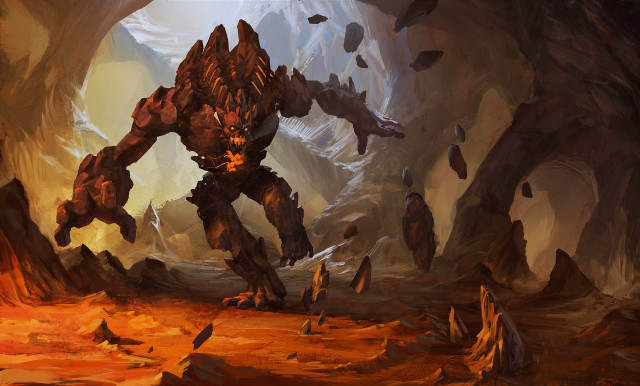 Giant creature cave rocks digital free wallpaper - medium preview image