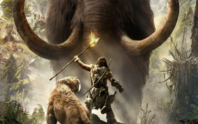 Man spear mammoth forest dog free wallpaper - medium preview image