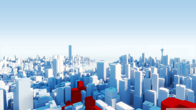 Tall buildings city red arrow free wallpaper - medium preview image