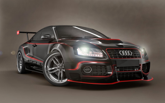Black car red stripes hood free wallpaper - medium preview image