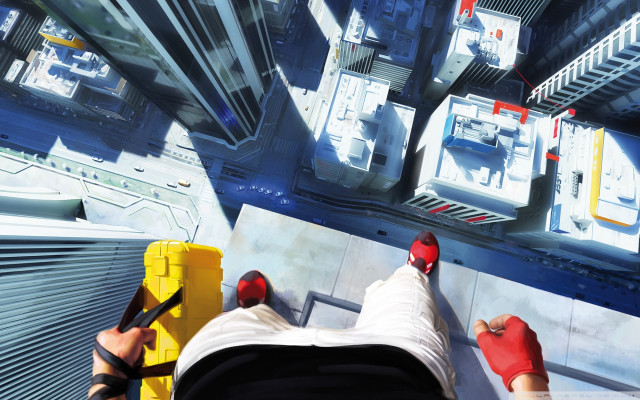 Person standing ledged red gloves free wallpaper - medium preview image