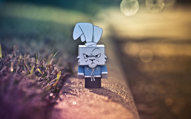 Paper toy cat hat grass free wallpaper - medium preview image