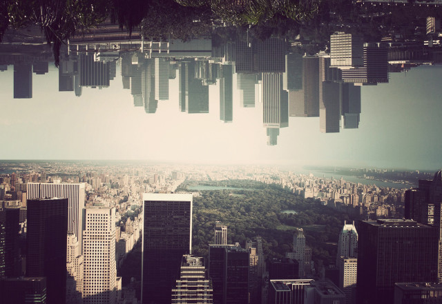 City skyscrapers lake urban landscape free wallpaper - medium preview image