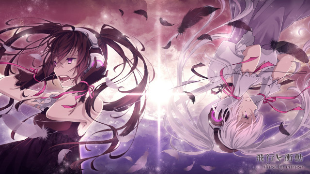 Woman long hair feathers flying free wallpaper - medium preview image