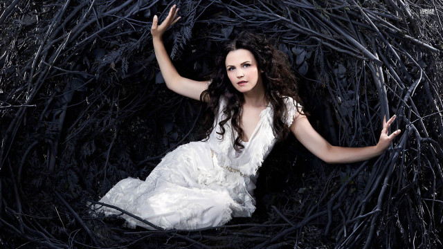 Woman white dress nest twigs free wallpaper - medium preview image
