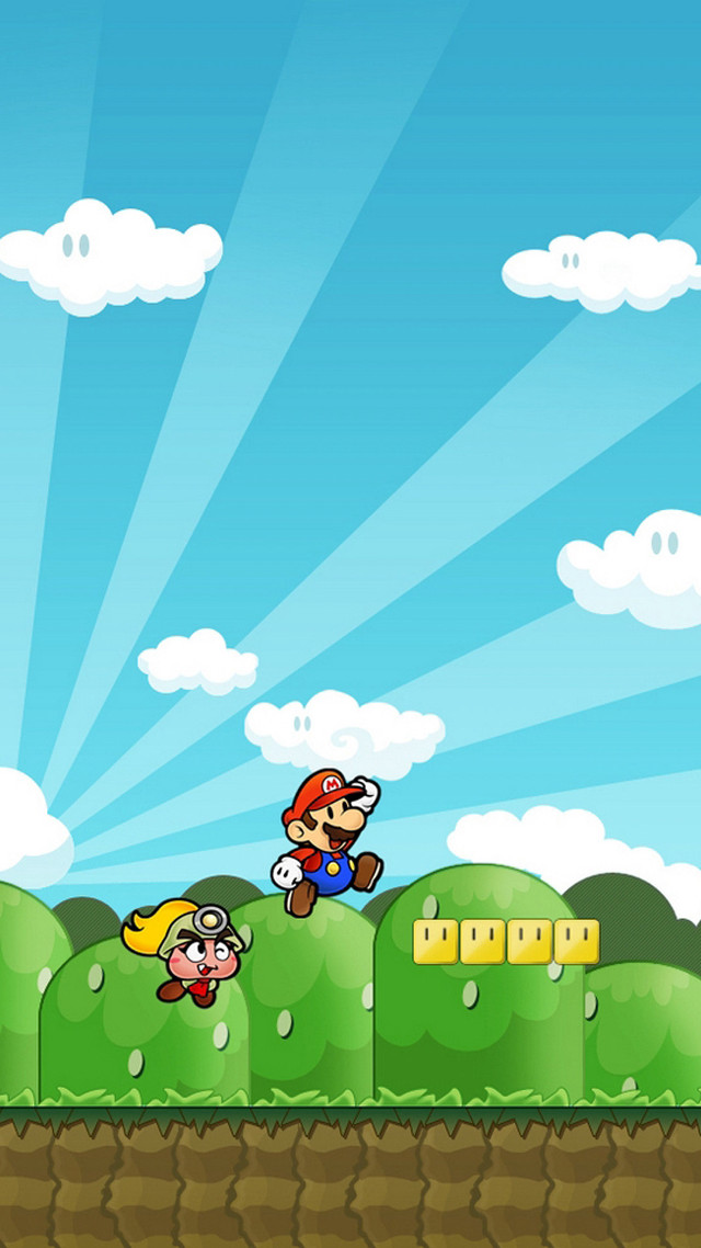 Mario running ground blue sky free wallpaper - medium preview image