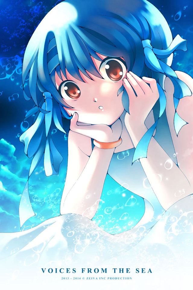 Blue haired girl underwater mermaid free wallpaper - medium preview image