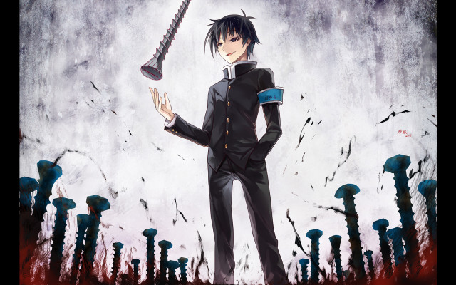 Man black suit sword mushrooms free wallpaper - medium preview image