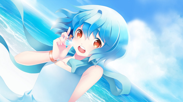 Girl blue hair blue dress free wallpaper - medium preview image