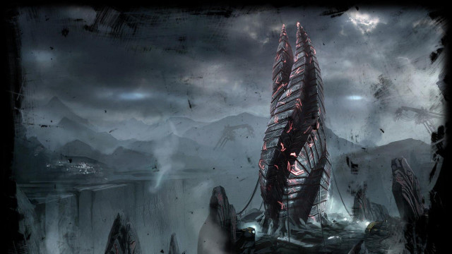 Futuristic building mountain landscape sky free wallpaper - medium preview image