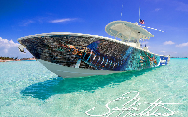 Boat floating clear blue water free wallpaper - medium preview image