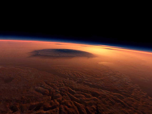 Large crater water sky sunset free wallpaper - medium preview image