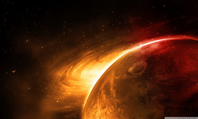 Red yellow star black background free wallpaper - medium preview image
