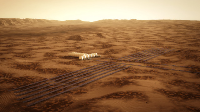 Traintrack desert building mountain sunset free wallpaper - medium preview image