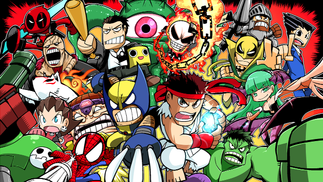 Cartoon characters grouped black red free wallpaper - medium preview image