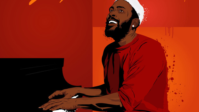 Santa piano man red walls free wallpaper - medium preview image