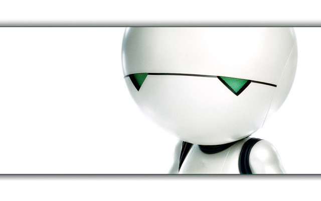 White robot green eyes black free wallpaper - medium preview image