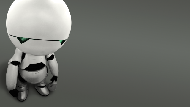 Robot sitting ground open eyes free wallpaper - medium preview image