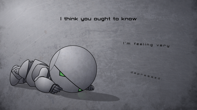 Cartoon robot green eyes monochrome free wallpaper - medium preview image
