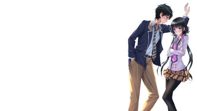 Anime couple characters standing white #2 free wallpaper - medium preview image