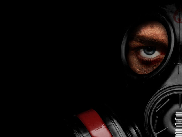 Man blue eyes gas mask free wallpaper - medium preview image