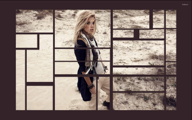 Woman window handbag scarf standing free wallpaper - medium preview image