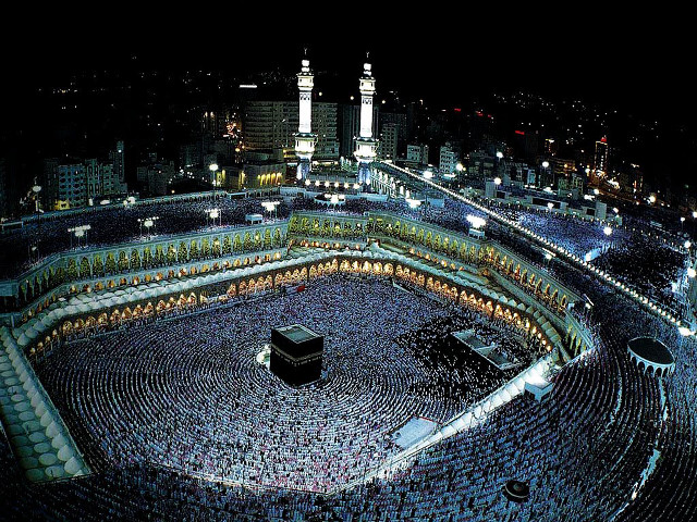Crowd building night lights large free wallpaper - medium preview image