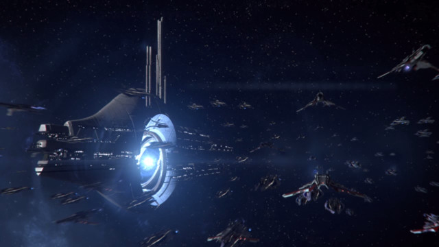 Space station spaceships night sky free wallpaper - medium preview image