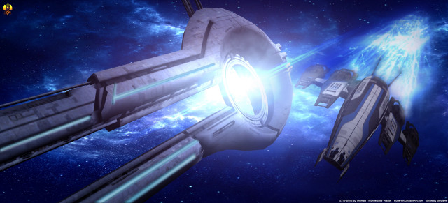 Space station flying bright light free wallpaper - medium preview image