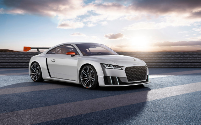 White car parked road sky free wallpaper for desktop - medium preview image
