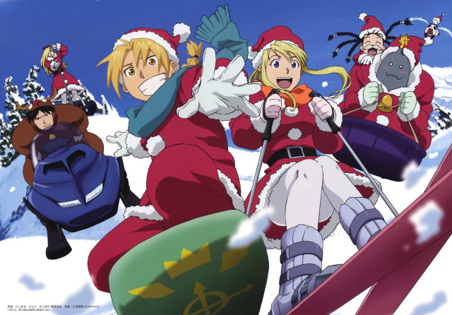 Santa skiers snow snowboard group free wallpaper - medium preview image