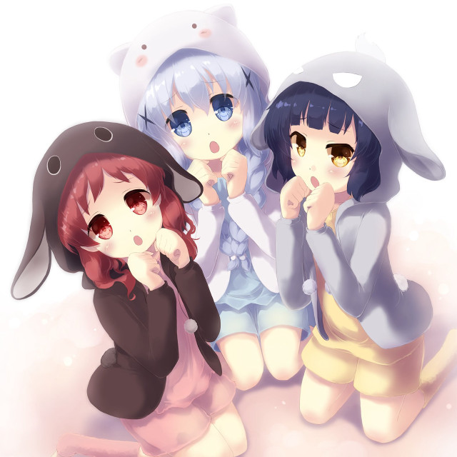 Anime girls bunny head shoulder free wallpaper - medium preview image