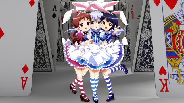 Anime girls dress stockings playing free wallpaper - medium preview image