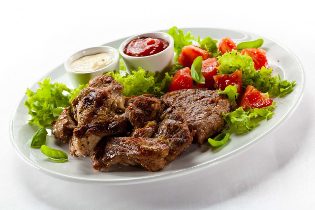 Plate of food with meat #2 free wallpaper - medium preview image