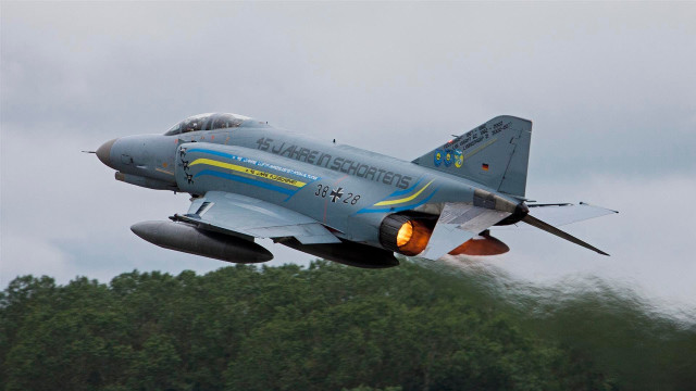 Fighter jet cloudy sky forest #4 free wallpaper - medium preview image